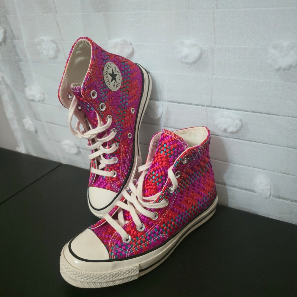 Converse Chuck 70 Hi Woven Multi Color Pink Red Teal Sneakers